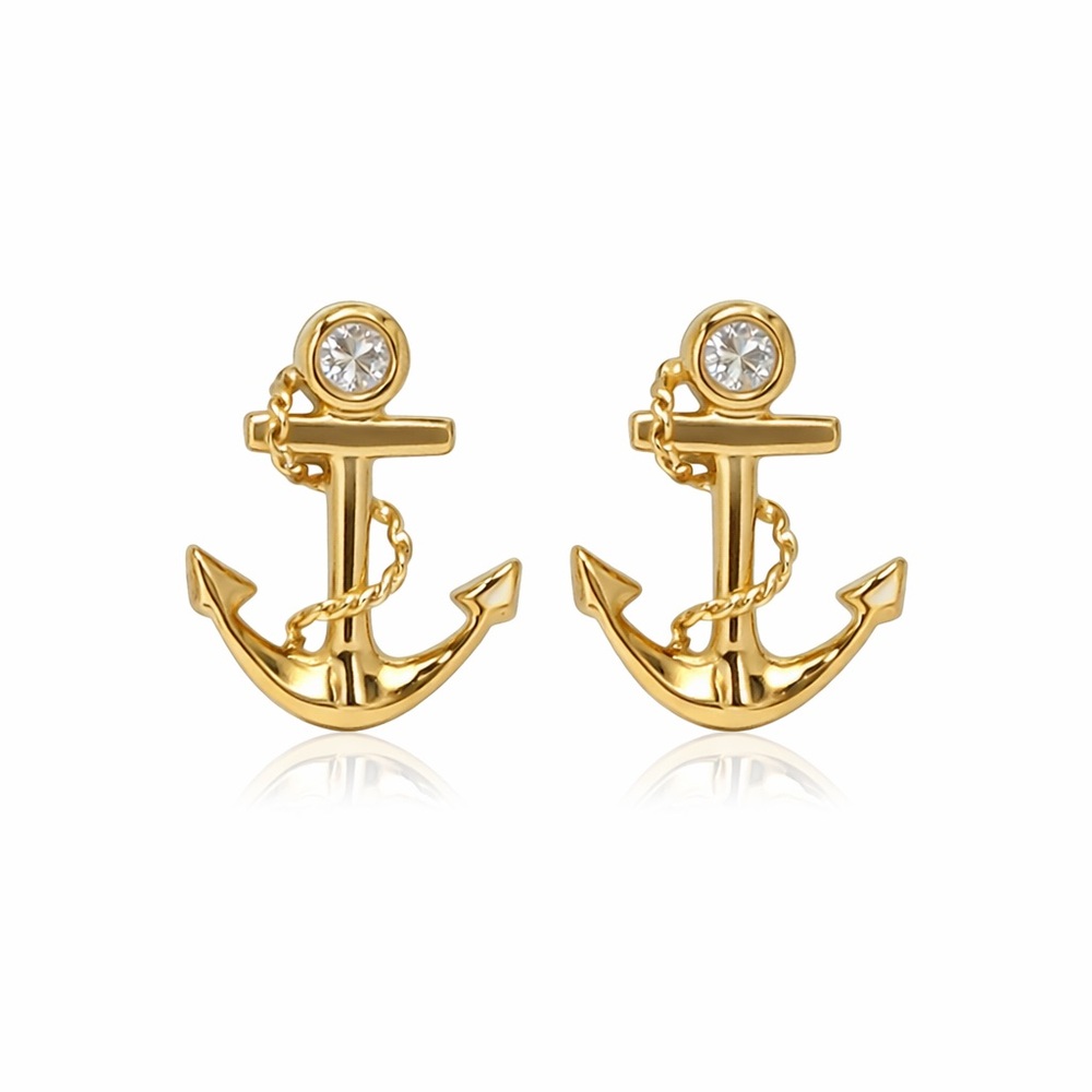 NWOT 10K Gold Anchor Stud Earrings ⚓